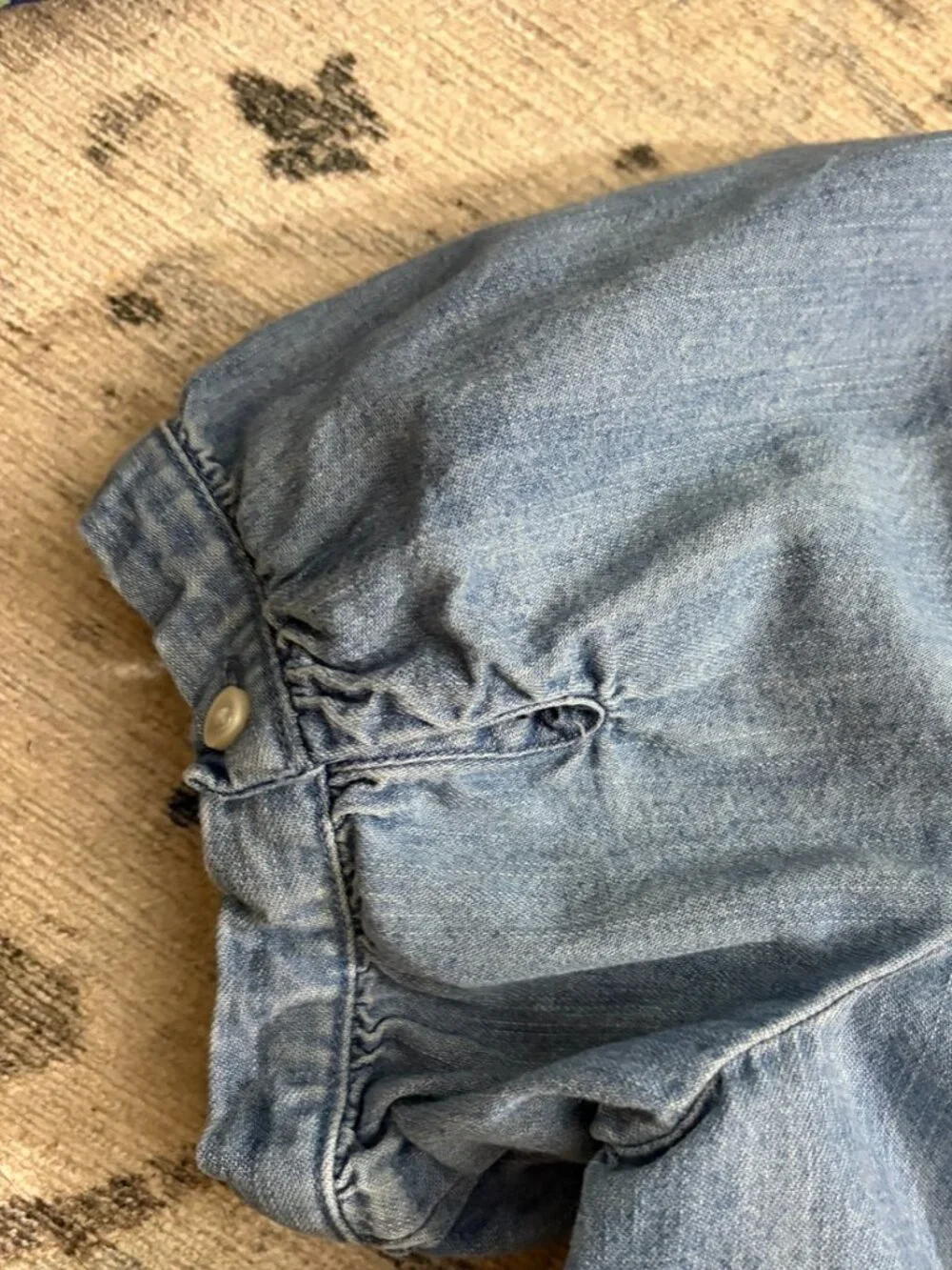 J.Crew Chambray Puff Sleeve Button-Up Shirt Blue Size M